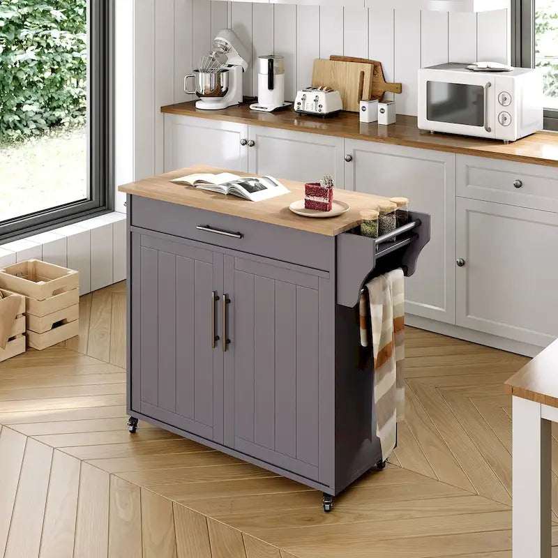 Îlot de cuisine mobile avec armoire de rangement