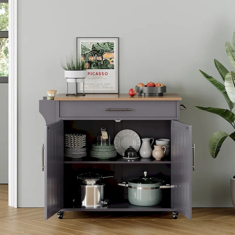 Îlot de cuisine mobile avec armoire de rangement