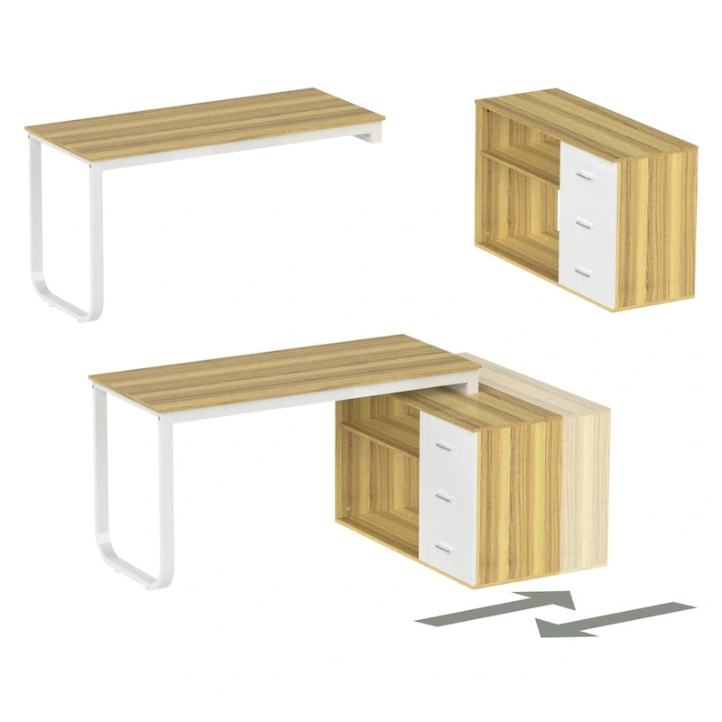 Bureau de direction en forme de L avec 3 tiroirs pour la maison et le bureau