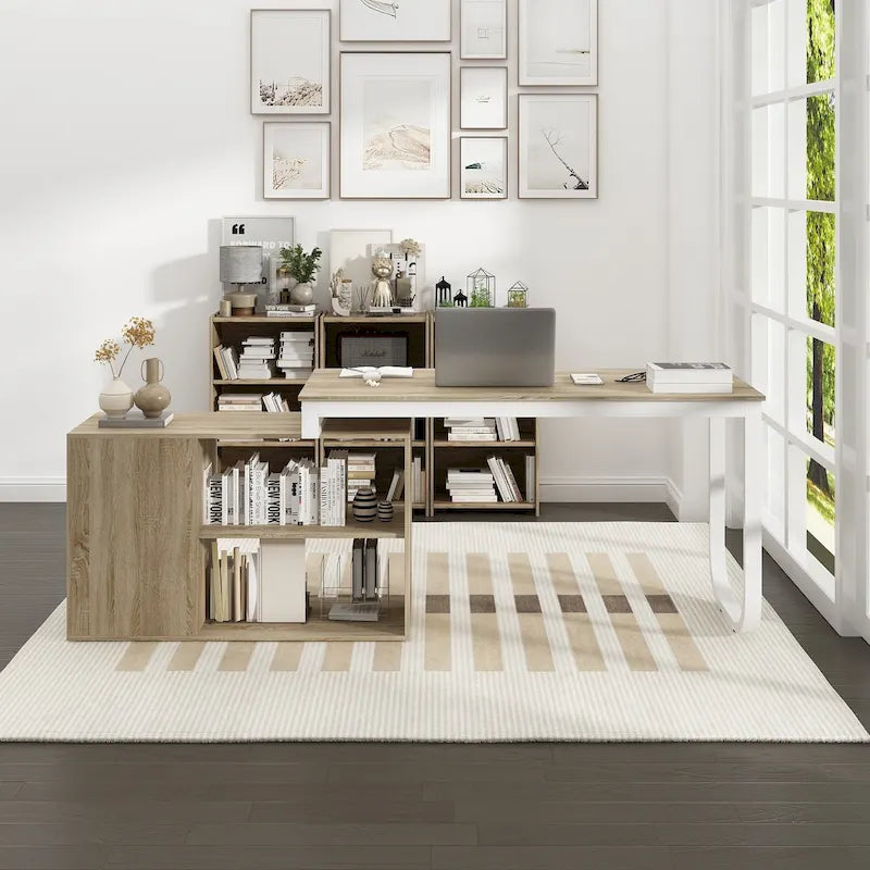 Bureau de direction en forme de L avec 3 tiroirs pour la maison et le bureau