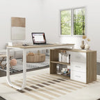 Bureau de direction en forme de L avec 3 tiroirs pour la maison et le bureau