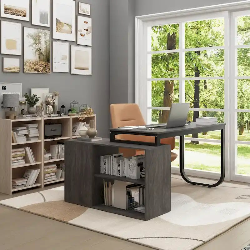 Bureau de direction en forme de L avec 3 tiroirs pour la maison et le bureau
