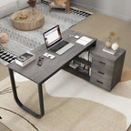 Bureau de direction en forme de L avec 3 tiroirs pour la maison et le bureau