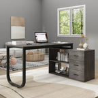 Bureau de direction en forme de L avec 3 tiroirs pour la maison et le bureau