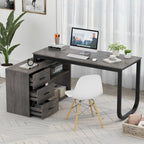 Bureau de direction en forme de L avec 3 tiroirs pour la maison et le bureau