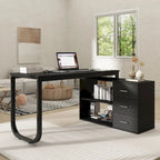Bureau de direction en forme de L avec 3 tiroirs pour la maison et le bureau