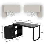 Bureau de direction en forme de L avec 3 tiroirs pour la maison et le bureau