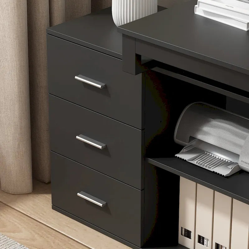 Bureau de direction en forme de L avec 3 tiroirs pour la maison et le bureau