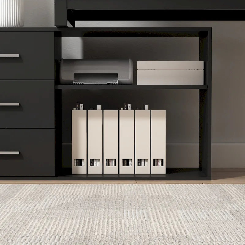 Bureau de direction en forme de L avec 3 tiroirs pour la maison et le bureau