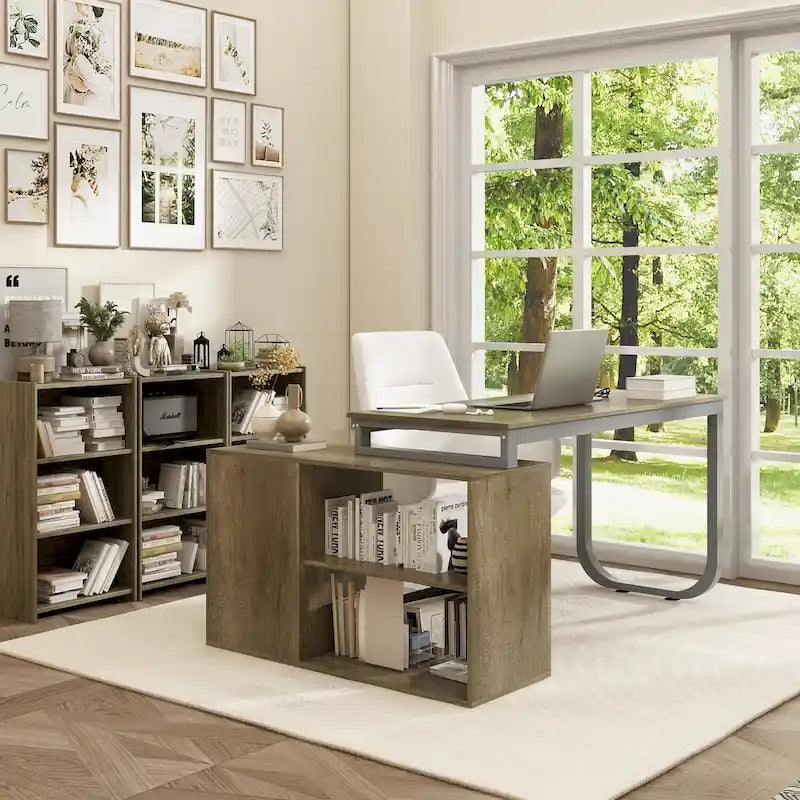 Bureau de direction en forme de L avec 3 tiroirs pour la maison et le bureau