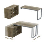 Bureau de direction en forme de L avec 3 tiroirs pour la maison et le bureau
