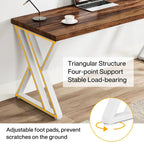 Bureau d'ordinateur robuste de 55 pouces, bureau de bureau