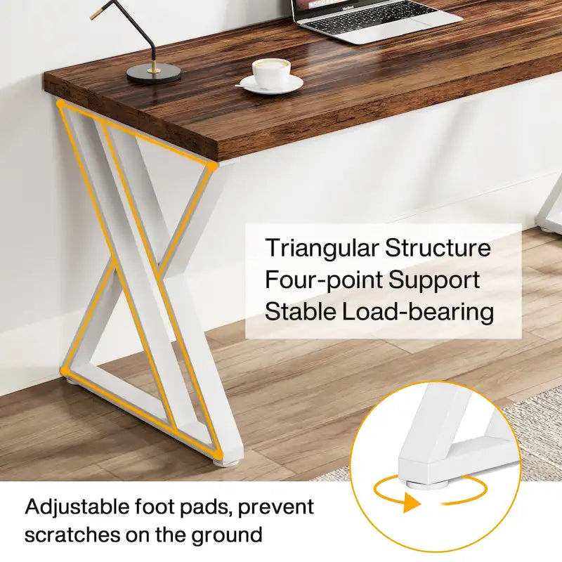 Bureau d'ordinateur robuste de 55 pouces, bureau de bureau