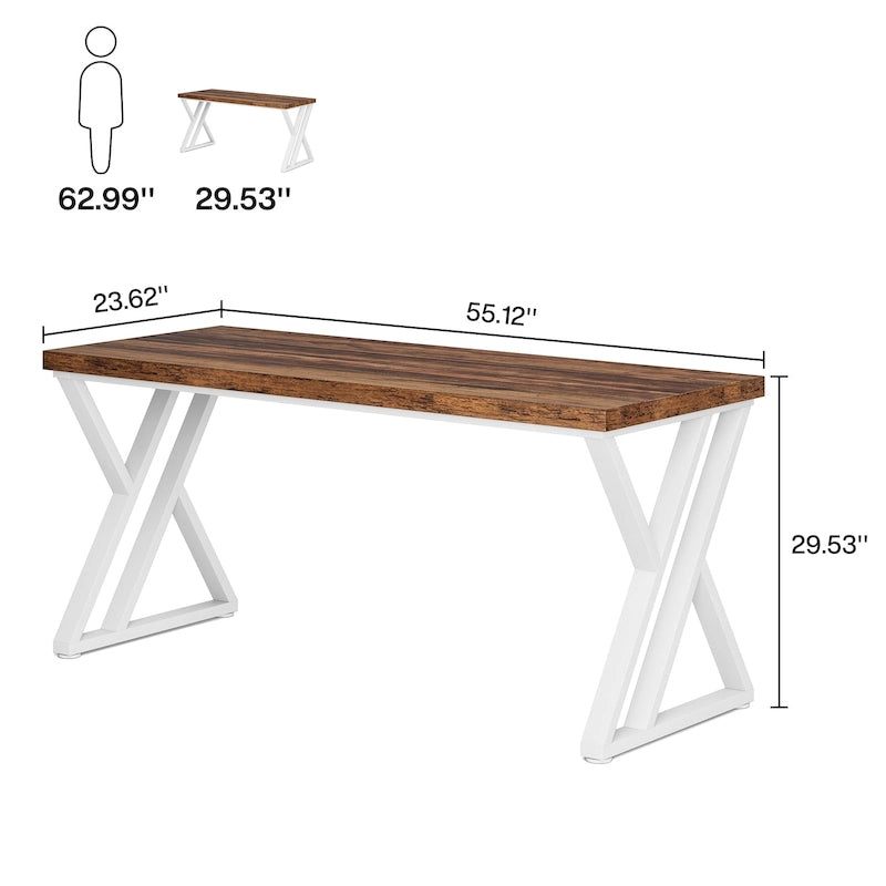 Bureau d'ordinateur robuste de 55 pouces, bureau de bureau