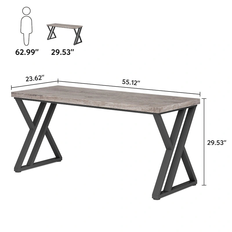 Bureau d'ordinateur robuste de 55 pouces, bureau de bureau