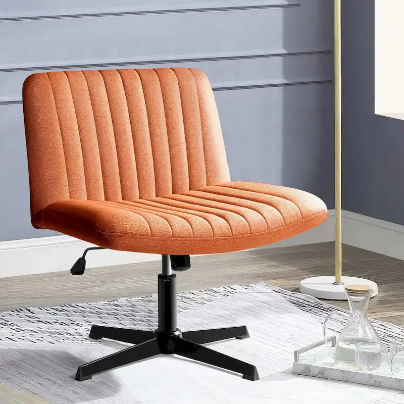 Chaise de bureau pivotante moderne BOSSIN Criss Cross Chair sans accoudoirs et sans roulettes, rembourrée en tissu.