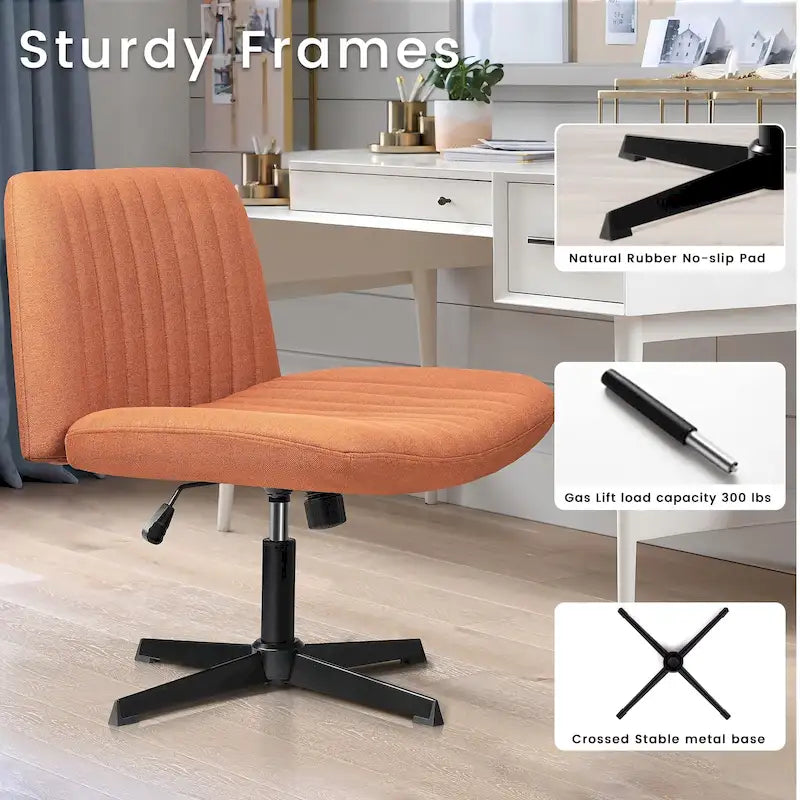 Chaise de bureau pivotante moderne BOSSIN Criss Cross Chair sans accoudoirs et sans roulettes, rembourrée en tissu.