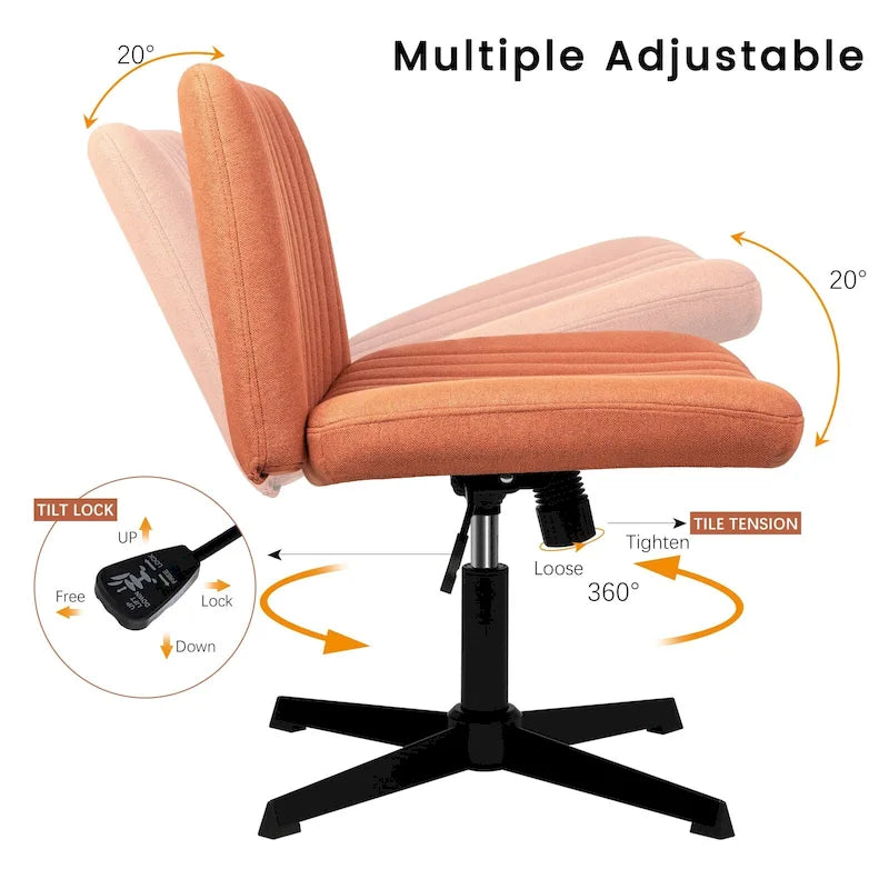 Chaise de bureau pivotante moderne BOSSIN Criss Cross Chair sans accoudoirs et sans roulettes, rembourrée en tissu.