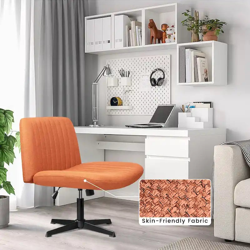 Chaise de bureau pivotante moderne BOSSIN Criss Cross Chair sans accoudoirs et sans roulettes, rembourrée en tissu.