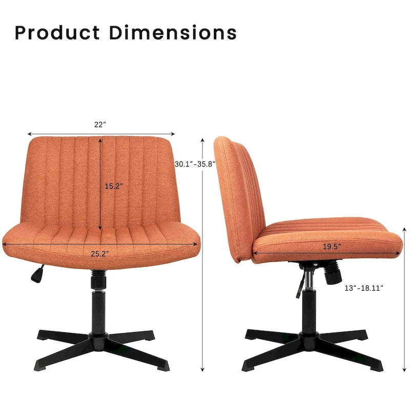 Chaise de bureau pivotante moderne BOSSIN Criss Cross Chair sans accoudoirs et sans roulettes, rembourrée en tissu.
