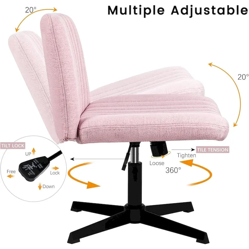 Chaise de bureau pivotante moderne BOSSIN Criss Cross Chair sans accoudoirs et sans roulettes, rembourrée en tissu.