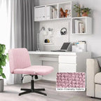 Chaise de bureau pivotante moderne BOSSIN Criss Cross Chair sans accoudoirs et sans roulettes, rembourrée en tissu.