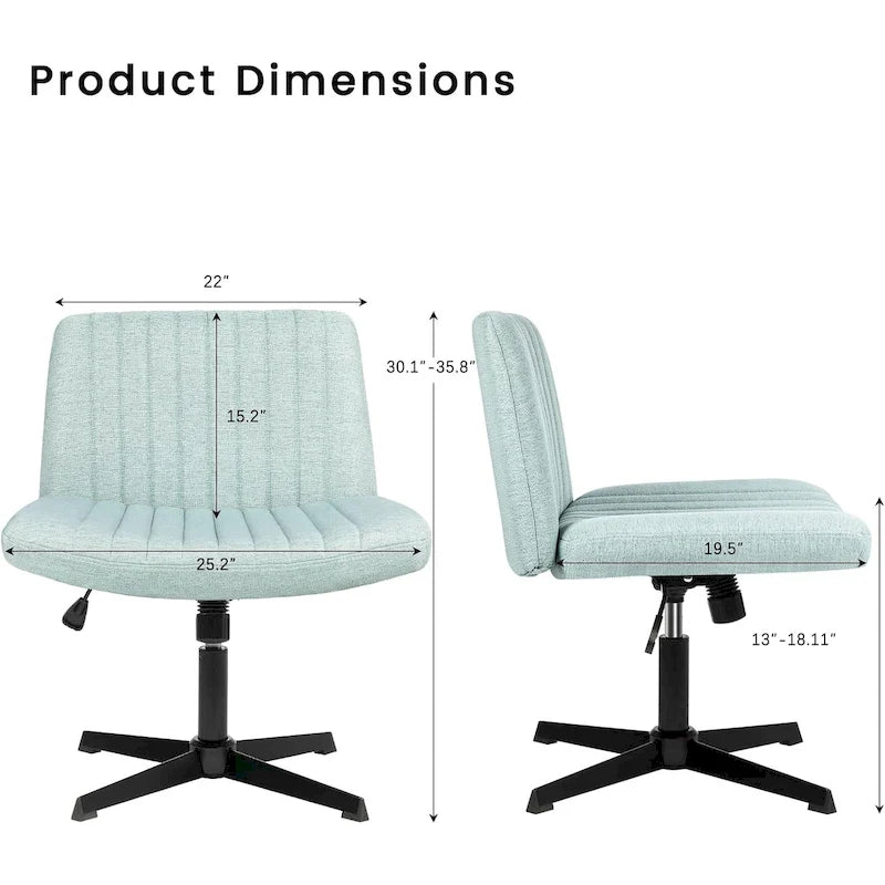 Chaise de bureau pivotante moderne BOSSIN Criss Cross Chair sans accoudoirs et sans roulettes, rembourrée en tissu.