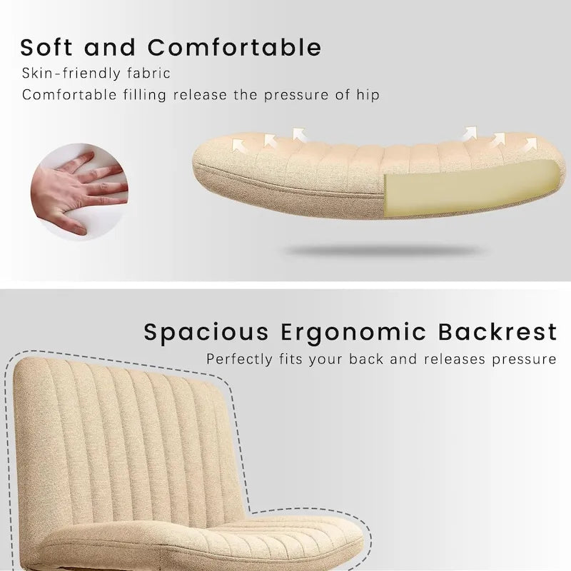 Chaise de bureau pivotante moderne BOSSIN Criss Cross Chair sans accoudoirs et sans roulettes, rembourrée en tissu.
