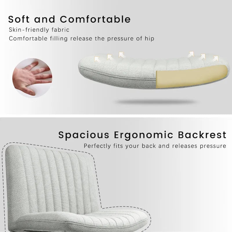 Chaise de bureau pivotante moderne BOSSIN Criss Cross Chair sans accoudoirs et sans roulettes, rembourrée en tissu.