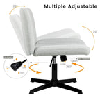 Chaise de bureau pivotante moderne BOSSIN Criss Cross Chair sans accoudoirs et sans roulettes, rembourrée en tissu.