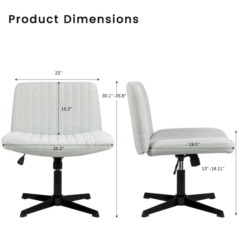 Chaise de bureau pivotante moderne BOSSIN Criss Cross Chair sans accoudoirs et sans roulettes, rembourrée en tissu.