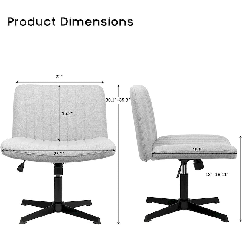 Chaise de bureau pivotante moderne BOSSIN Criss Cross Chair sans accoudoirs et sans roulettes, rembourrée en tissu.