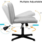 Chaise de bureau pivotante moderne BOSSIN Criss Cross Chair sans accoudoirs et sans roulettes, rembourrée en tissu.