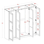 Armoire Cosmo 4 portes 100 % bois massif avec portes en bois massif ou miroir, par Palace Imports