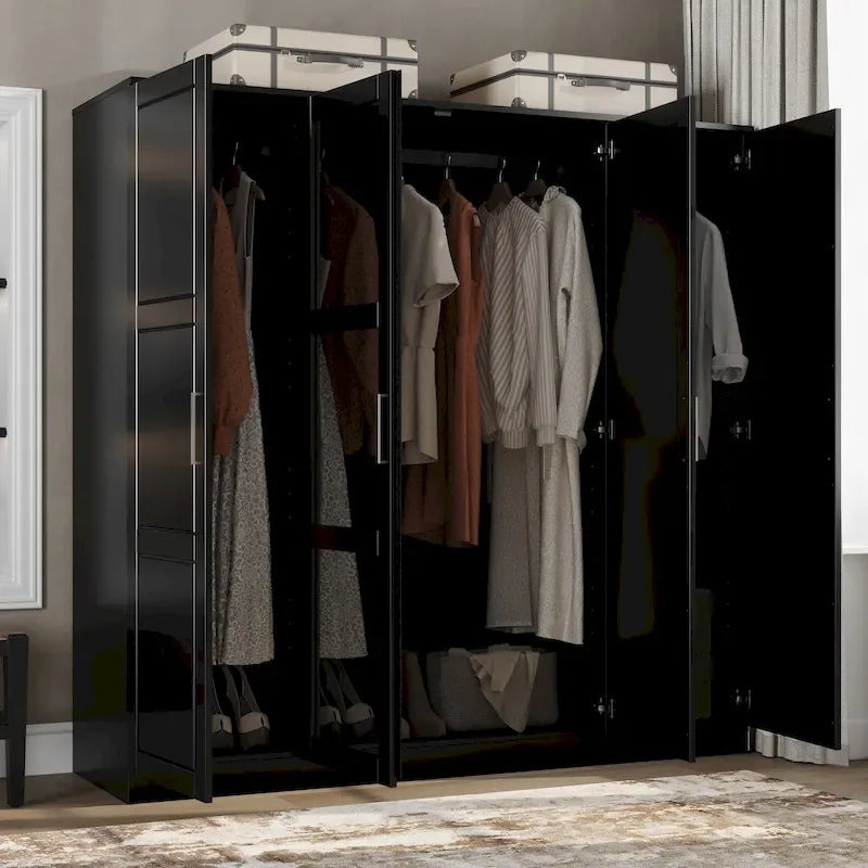 Armoire Cosmo 4 portes 100 % bois massif avec portes en bois massif ou miroir, par Palace Imports
