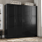 Armoire Cosmo 4 portes 100 % bois massif avec portes en bois massif ou miroir, par Palace Imports