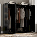 Armoire Cosmo 4 portes 100 % bois massif avec portes en bois massif ou miroir, par Palace Imports