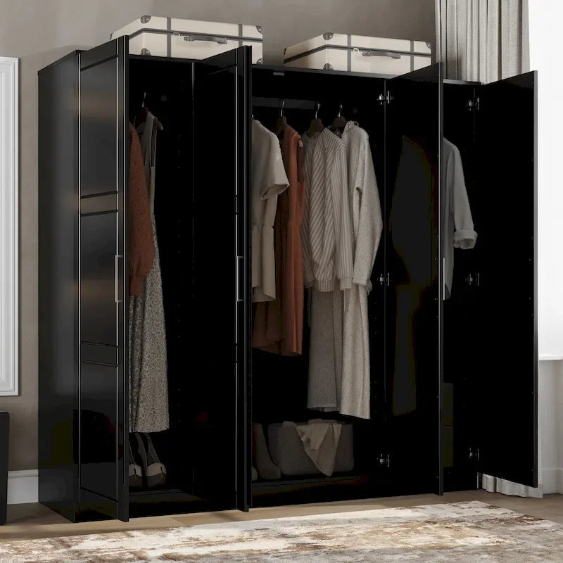 Armoire Cosmo 4 portes 100 % bois massif avec portes en bois massif ou miroir, par Palace Imports