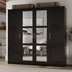 Armoire Cosmo 4 portes 100 % bois massif avec portes en bois massif ou miroir, par Palace Imports