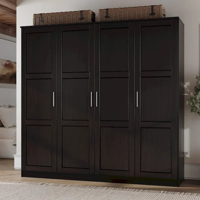 Armoire Cosmo 4 portes 100 % bois massif avec portes en bois massif ou miroir, par Palace Imports