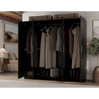 Armoire Cosmo 4 portes 100 % bois massif avec portes en bois massif ou miroir, par Palace Imports