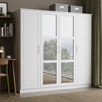 Armoire Cosmo 4 portes 100 % bois massif avec portes en bois massif ou miroir, par Palace Imports