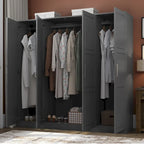 Armoire Cosmo 4 portes 100 % bois massif avec portes en bois massif ou miroir, par Palace Imports