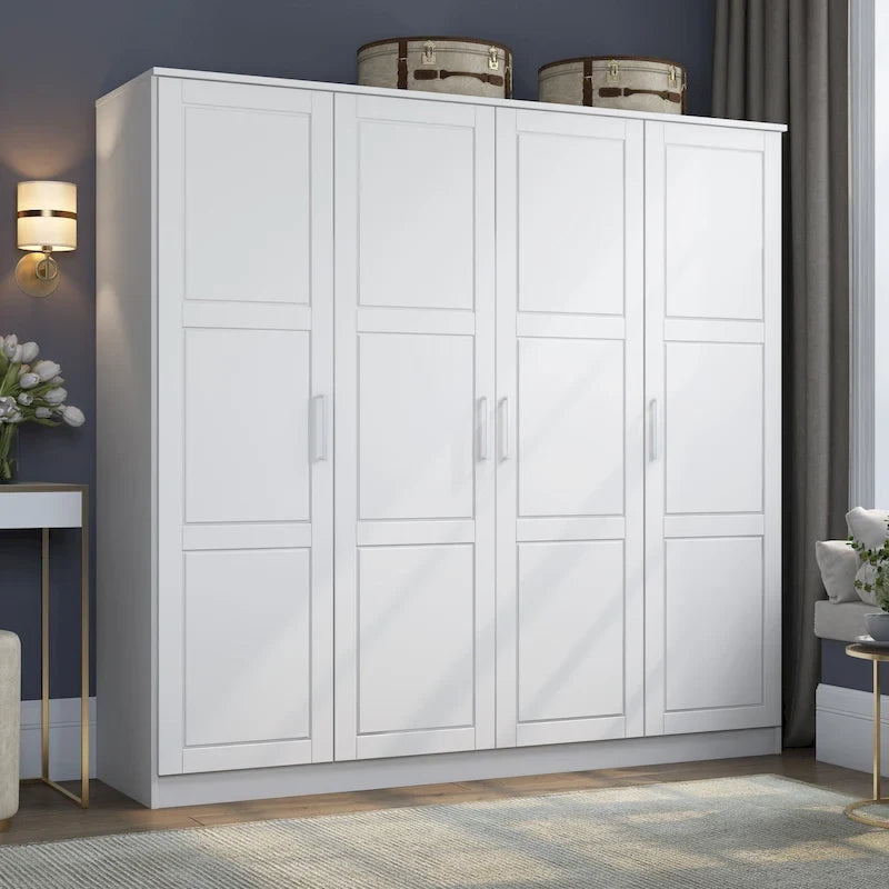 Armoire Cosmo 4 portes 100 % bois massif avec portes en bois massif ou miroir, par Palace Imports