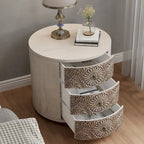 Table d'appoint en bois massif marron vintage, motif COSIEST, avec tiroirs
