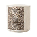 Table d'appoint en bois massif marron vintage, motif COSIEST, avec tiroirs