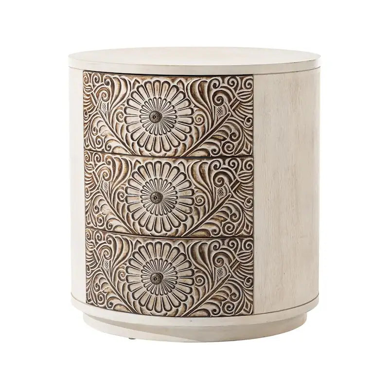 Table d'appoint en bois massif marron vintage, motif COSIEST, avec tiroirs