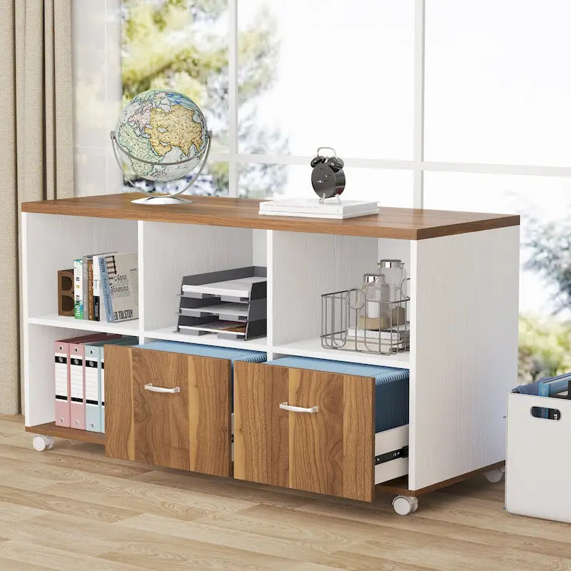 Bureau d'ordinateur en L de 63 pouces avec caisson latéral de 47 pouces, ensemble de bureau de direction pour bureau à domicile