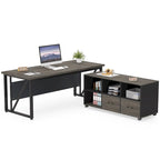 Bureau d'ordinateur en L de 63 pouces avec caisson latéral de 47 pouces, ensemble de bureau de direction pour bureau à domicile