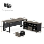 Bureau d'ordinateur en L de 63 pouces avec caisson latéral de 47 pouces, ensemble de bureau de direction pour bureau à domicile